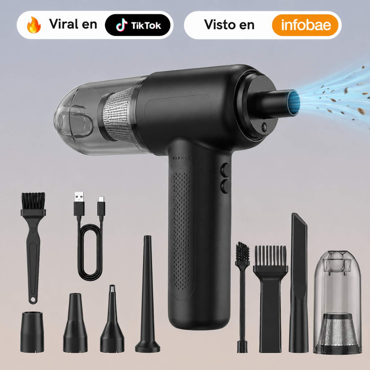 Aspiradora y sopladora portátil Avera® 3 en 1 Black Edition