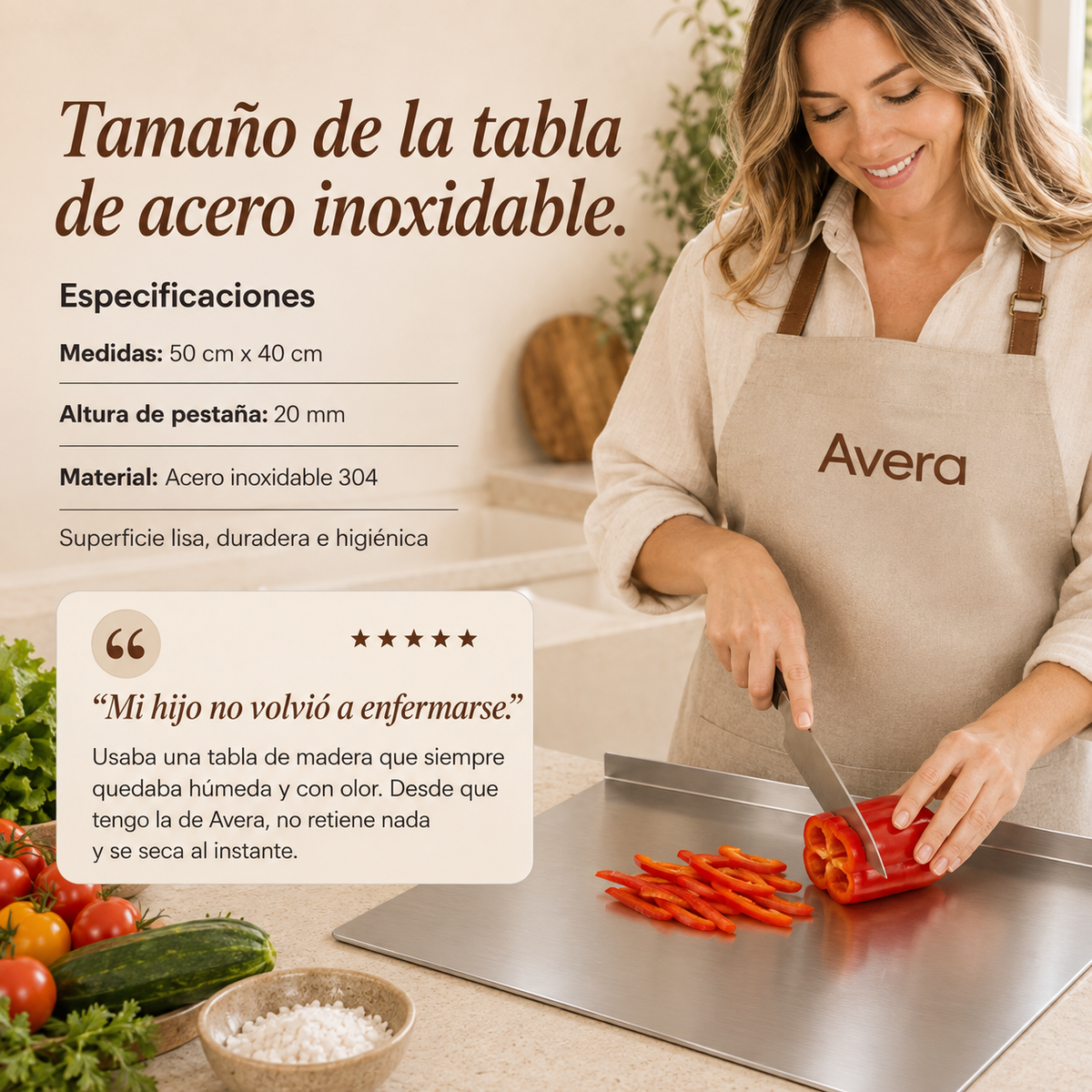 Tabla de Acero Inoxidable 304 (50x40)