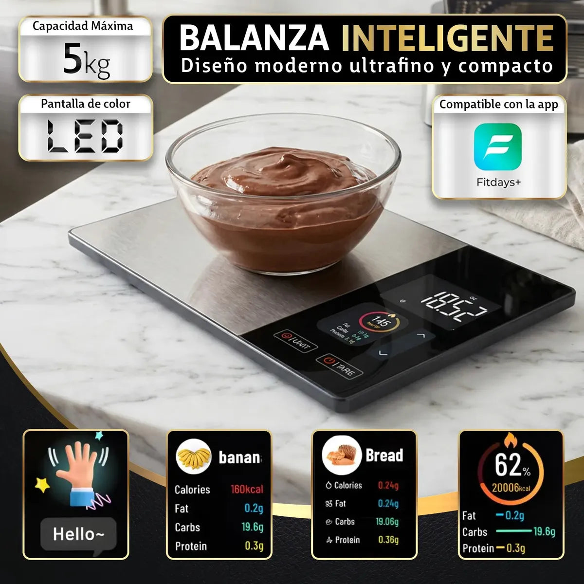 NutriScale™ | Balanza Inteligente de Cocina con Bluetooth y App